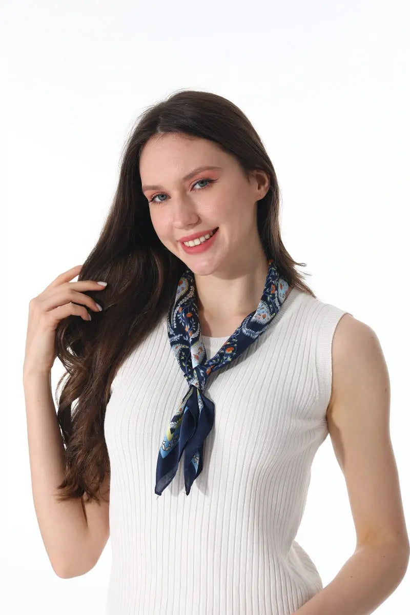 Vintage Paisley Satin Square Multi-use Neck Bandana 🪞🌿 - NeoKira Unlimited