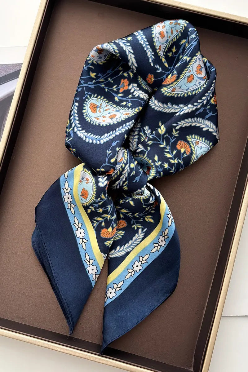 Vintage Paisley Satin Square Multi-use Neck Bandana 🪞🌿 - NeoKira Unlimited