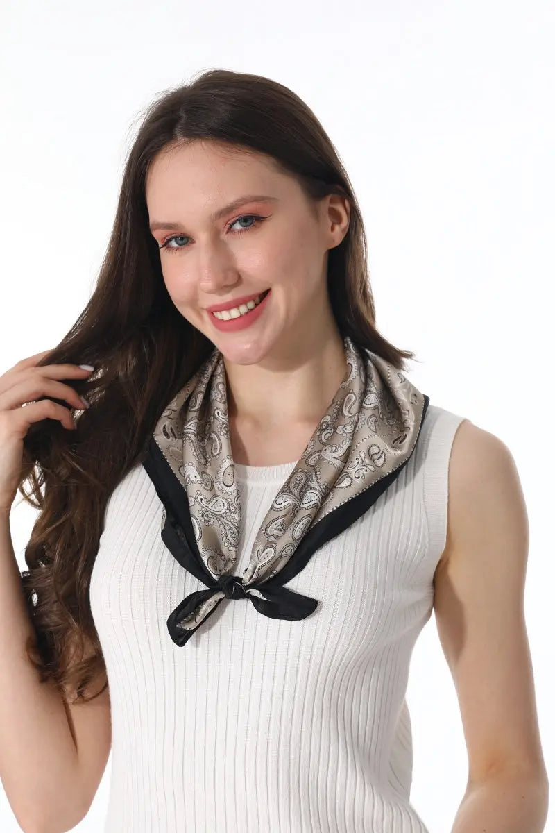 Retro Paisley Silky Square Scarf Versatile Women Neck Bandana 🌷✨ - NeoKira Unlimited