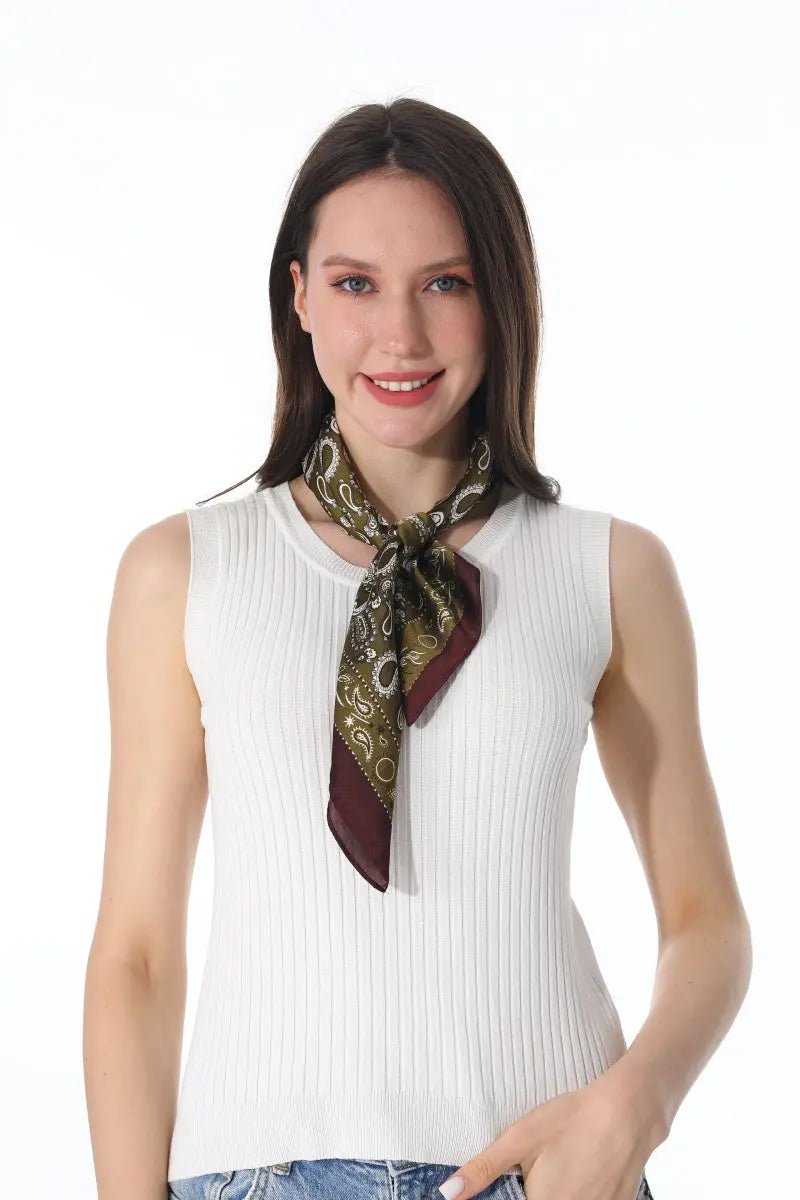 Retro Paisley Silky Square Scarf Versatile Women Neck Bandana 🌷✨ - NeoKira Unlimited