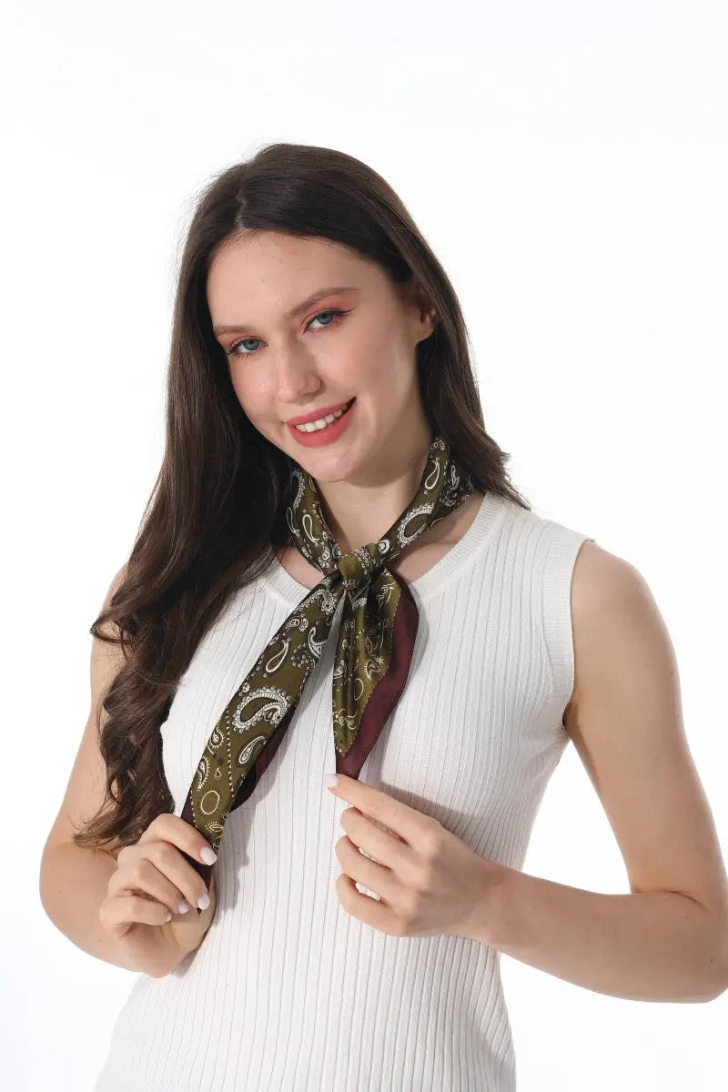 Retro Paisley Silky Square Scarf Versatile Women Neck Bandana 🌷✨ - NeoKira Unlimited