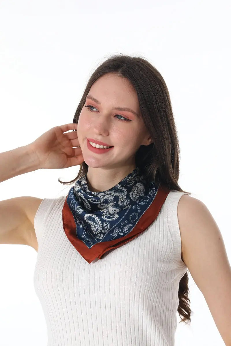 Retro Paisley Silky Square Scarf Versatile Women Neck Bandana 🌷✨ - NeoKira Unlimited