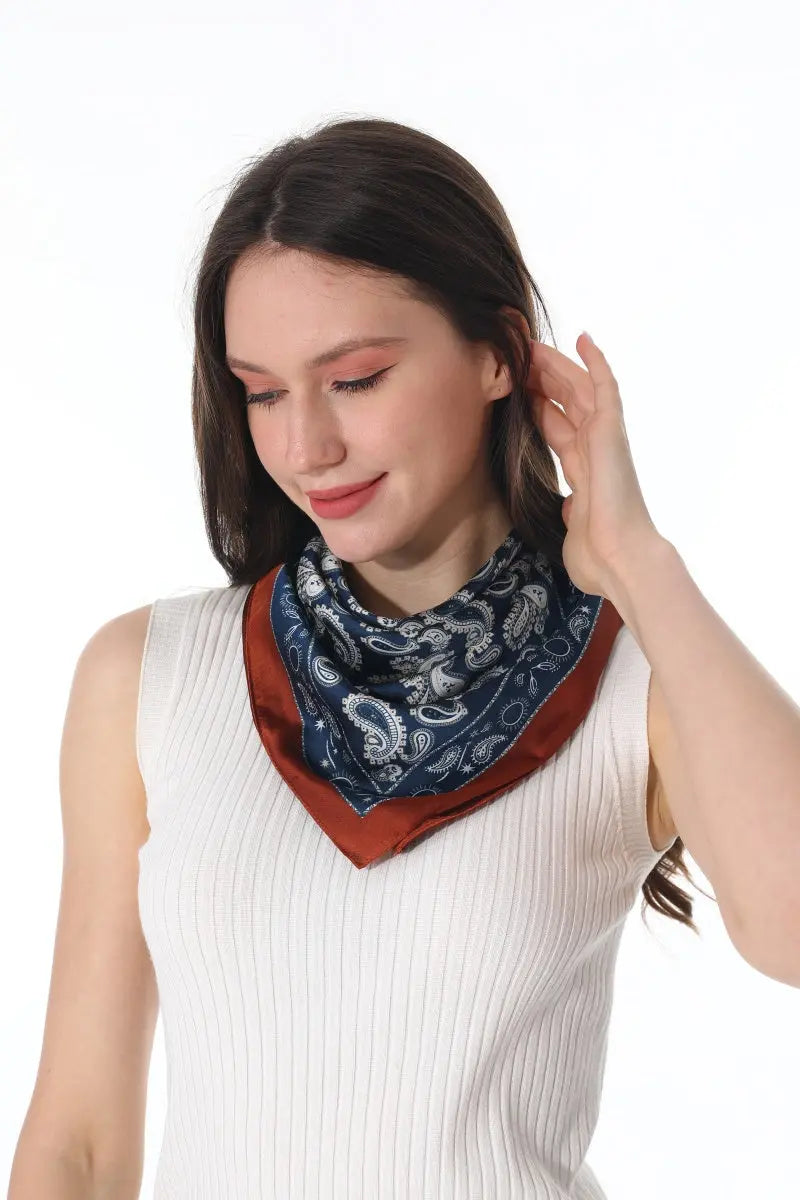 Retro Paisley Silky Square Scarf Versatile Women Neck Bandana 🌷✨ - NeoKira Unlimited