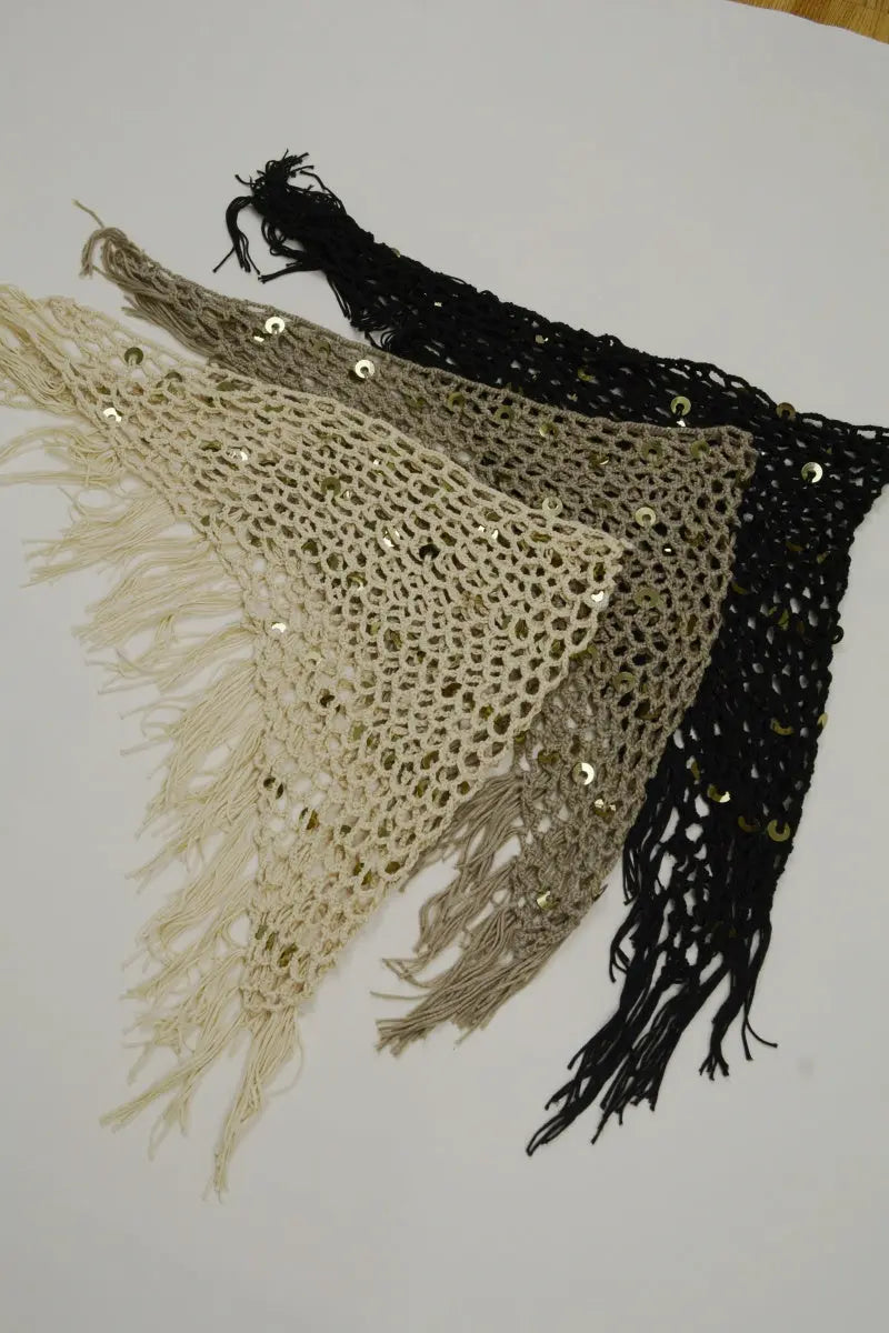 Women Boho Sequin Crochet Tassel Mesh Multiway Shawl ✨🍂 - NeoKira Unlimited