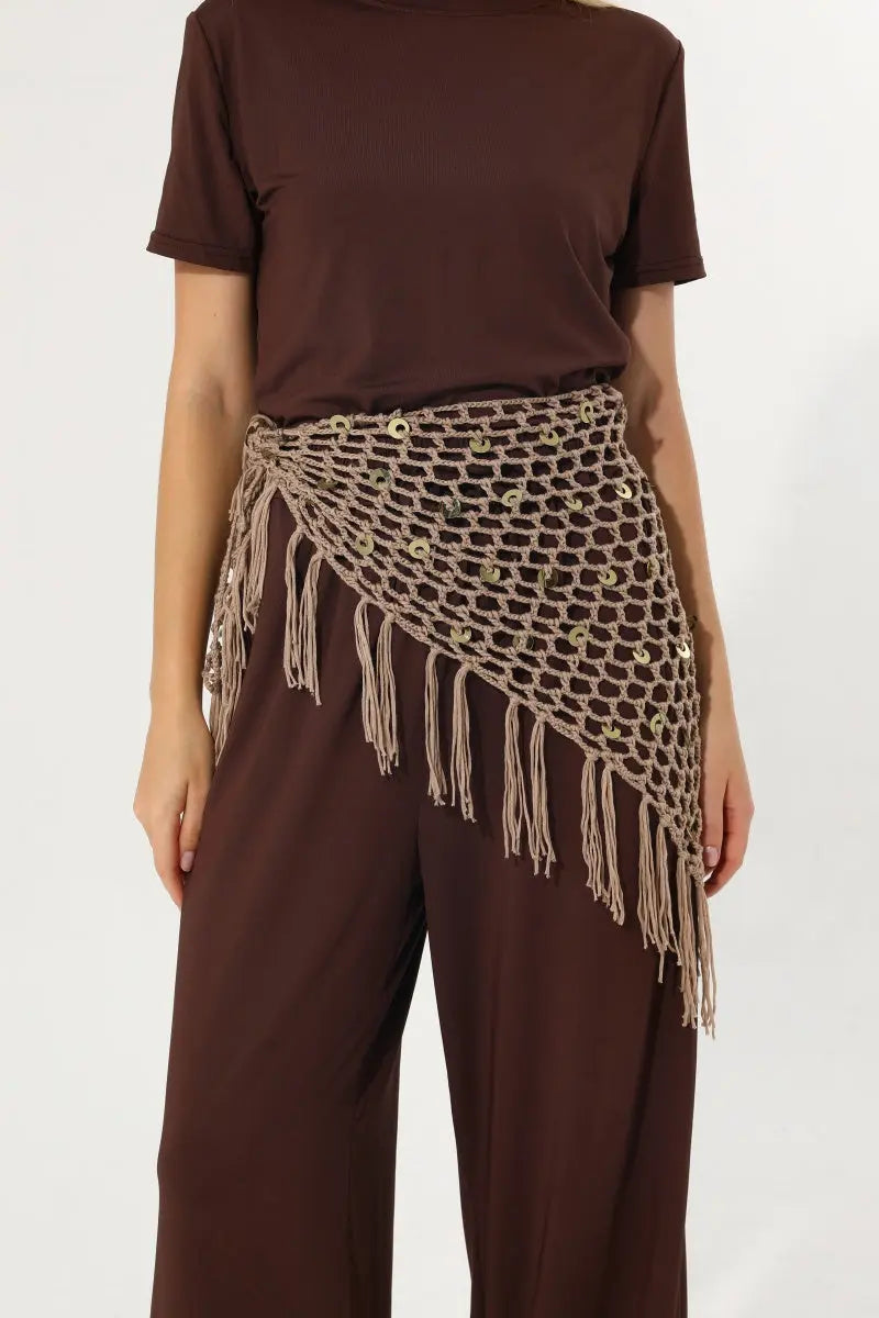 Women Boho Sequin Crochet Tassel Mesh Multiway Shawl ✨🍂 - NeoKira Unlimited