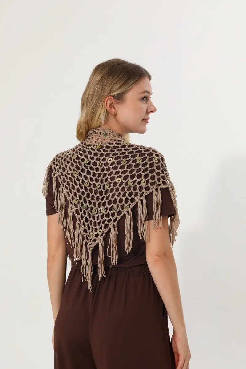 Women Boho Sequin Crochet Tassel Mesh Multiway Shawl ✨🍂 - NeoKira Unlimited