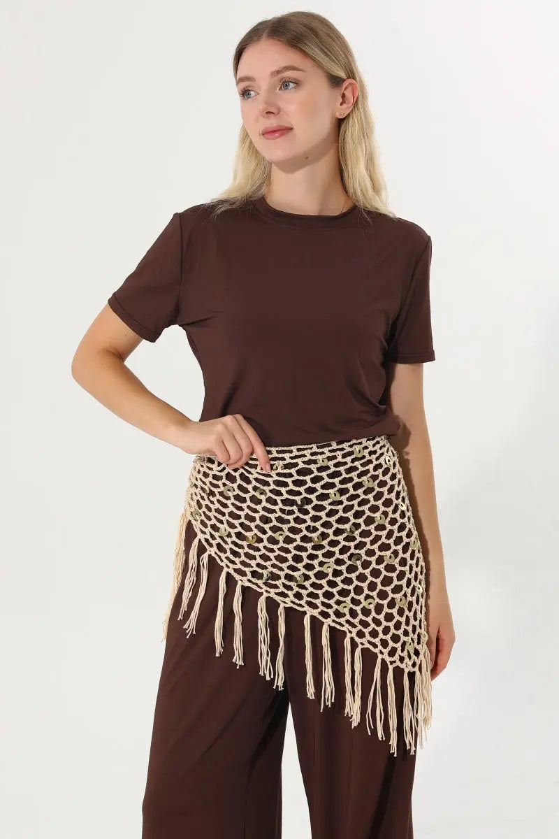 Women Boho Sequin Crochet Tassel Mesh Multiway Shawl ✨🍂 - NeoKira Unlimited