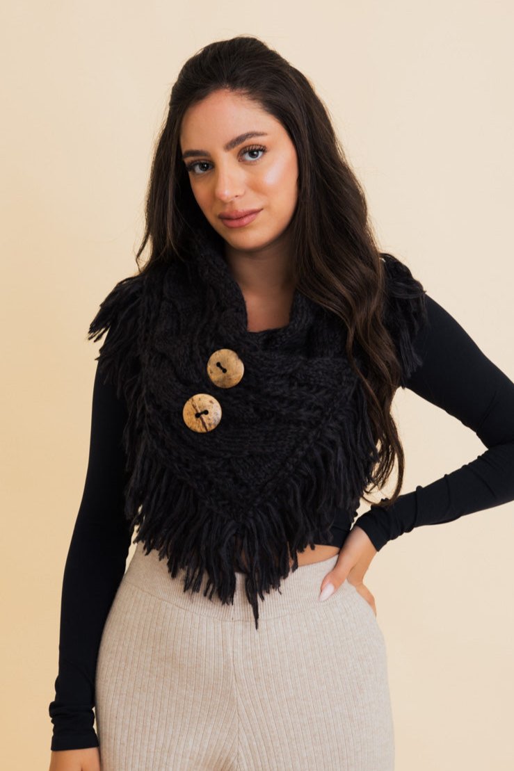 Heathered Shoulder Warmer With Coco Buttons - NeoKira Unlimited