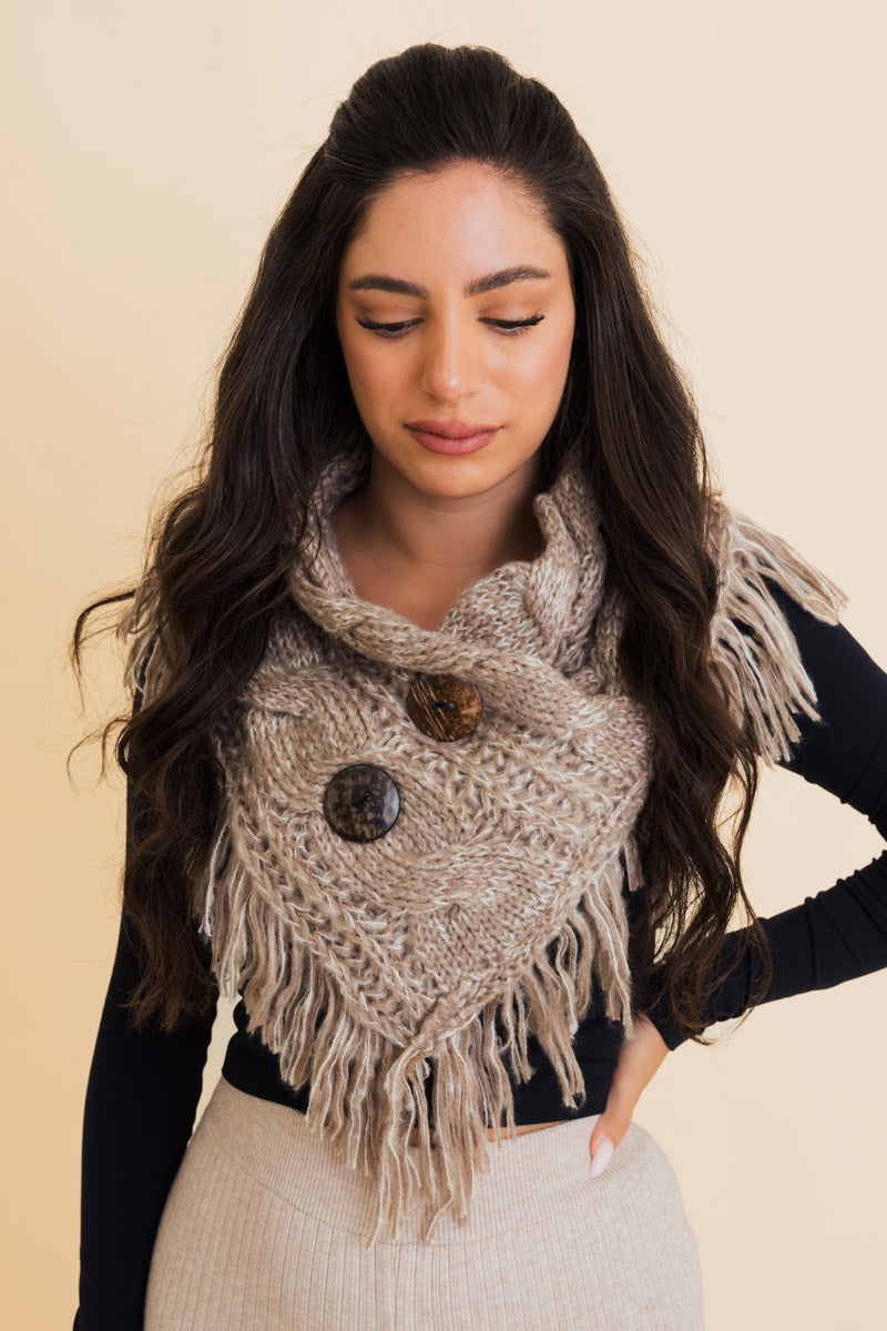 Heathered Shoulder Warmer With Coco Buttons - NeoKira Unlimited