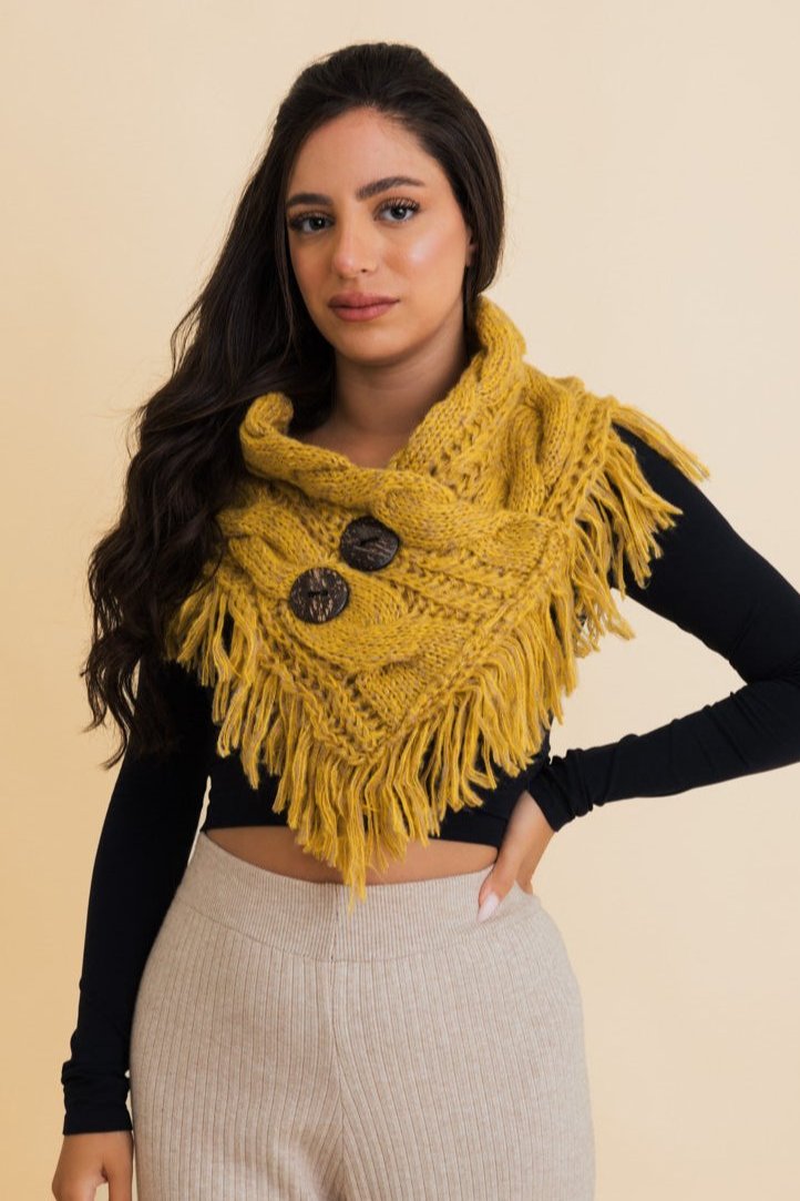 Heathered Shoulder Warmer With Coco Buttons - NeoKira Unlimited