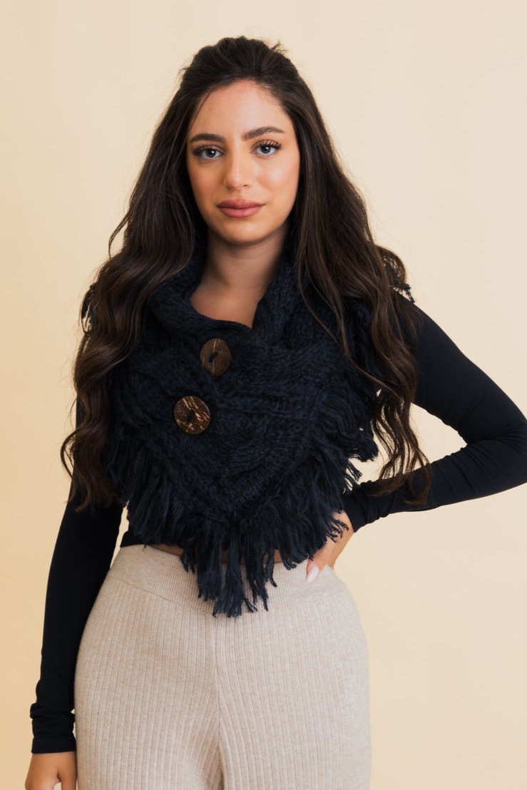 Heathered Shoulder Warmer With Coco Buttons - NeoKira Unlimited