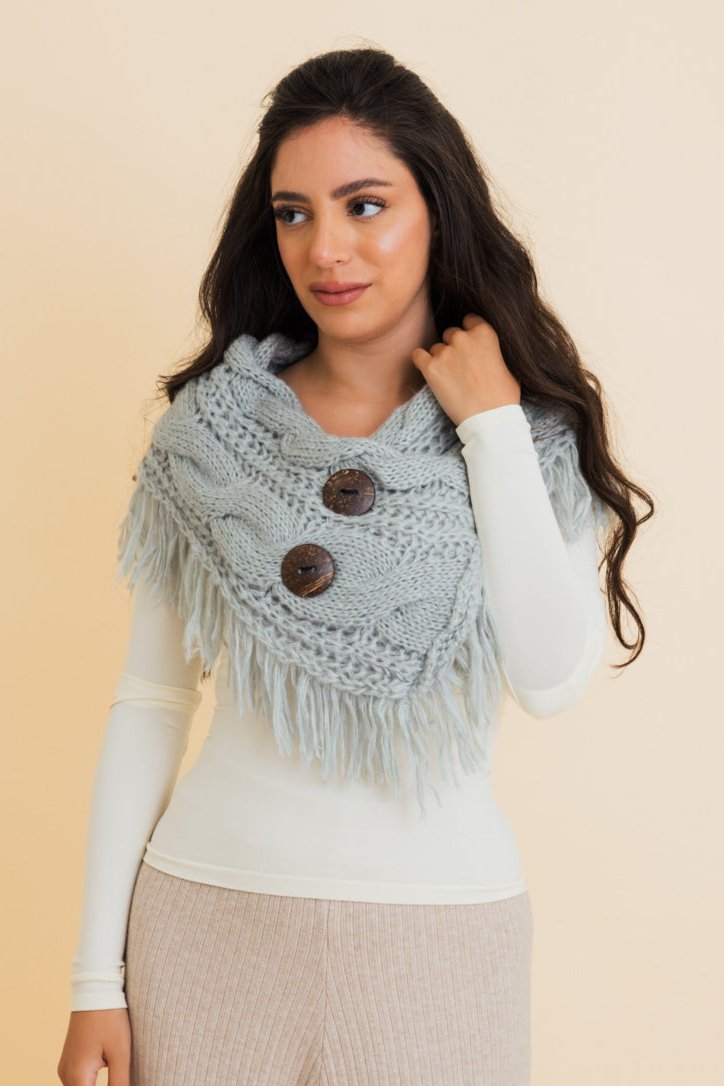 Heathered Shoulder Warmer With Coco Buttons - NeoKira Unlimited