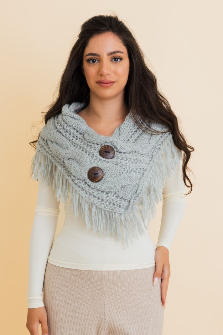 Heathered Shoulder Warmer With Coco Buttons - NeoKira Unlimited