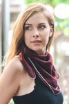 Scallop Stitch Trim Bandana Scarf Scarves Leto Collection Burgundy  