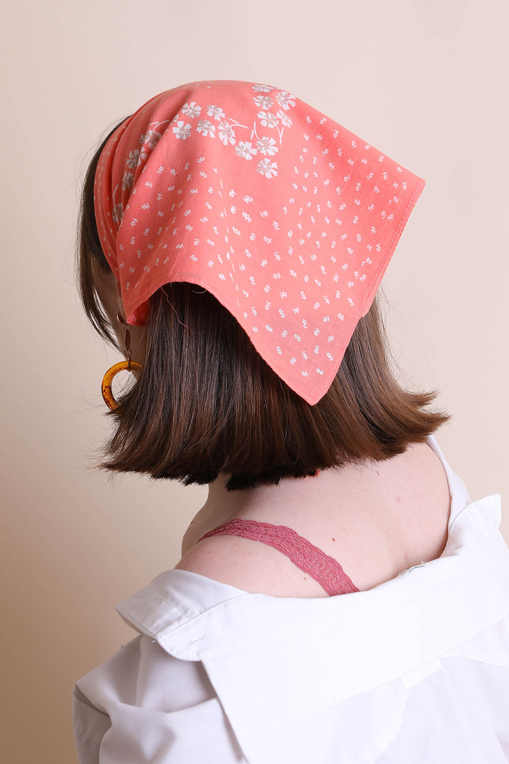 Dotted & Floral Bandana Bandanas Leto Collection Coral  