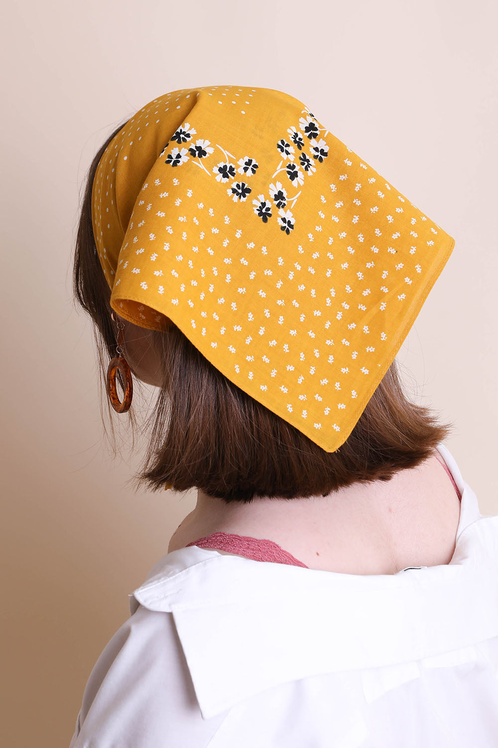 Dotted & Floral Bandana Bandanas Leto Collection Mustard  