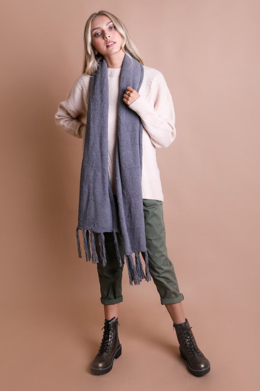 Ultra-Soft Boucle Tassel Scarf - NeoKira Unlimited