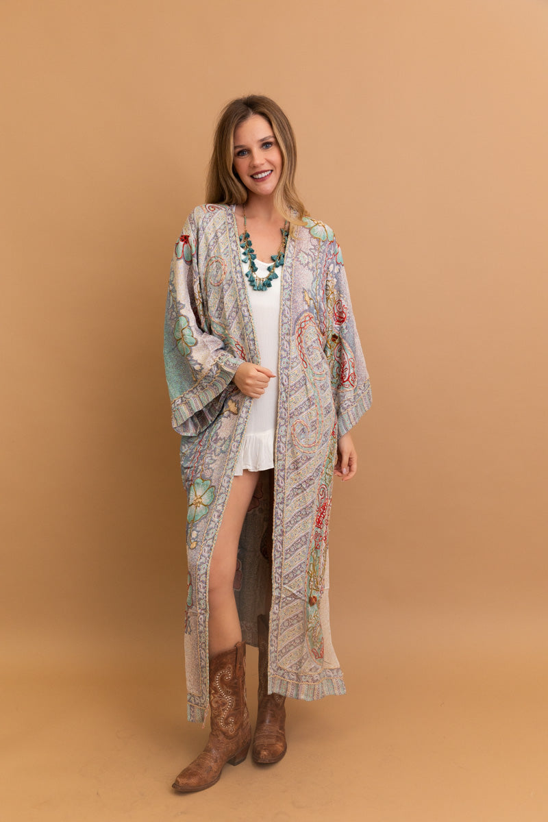 Paisley Blossom Stitch Kimono🌸 Kimono Leto Collection One Size Lavender 