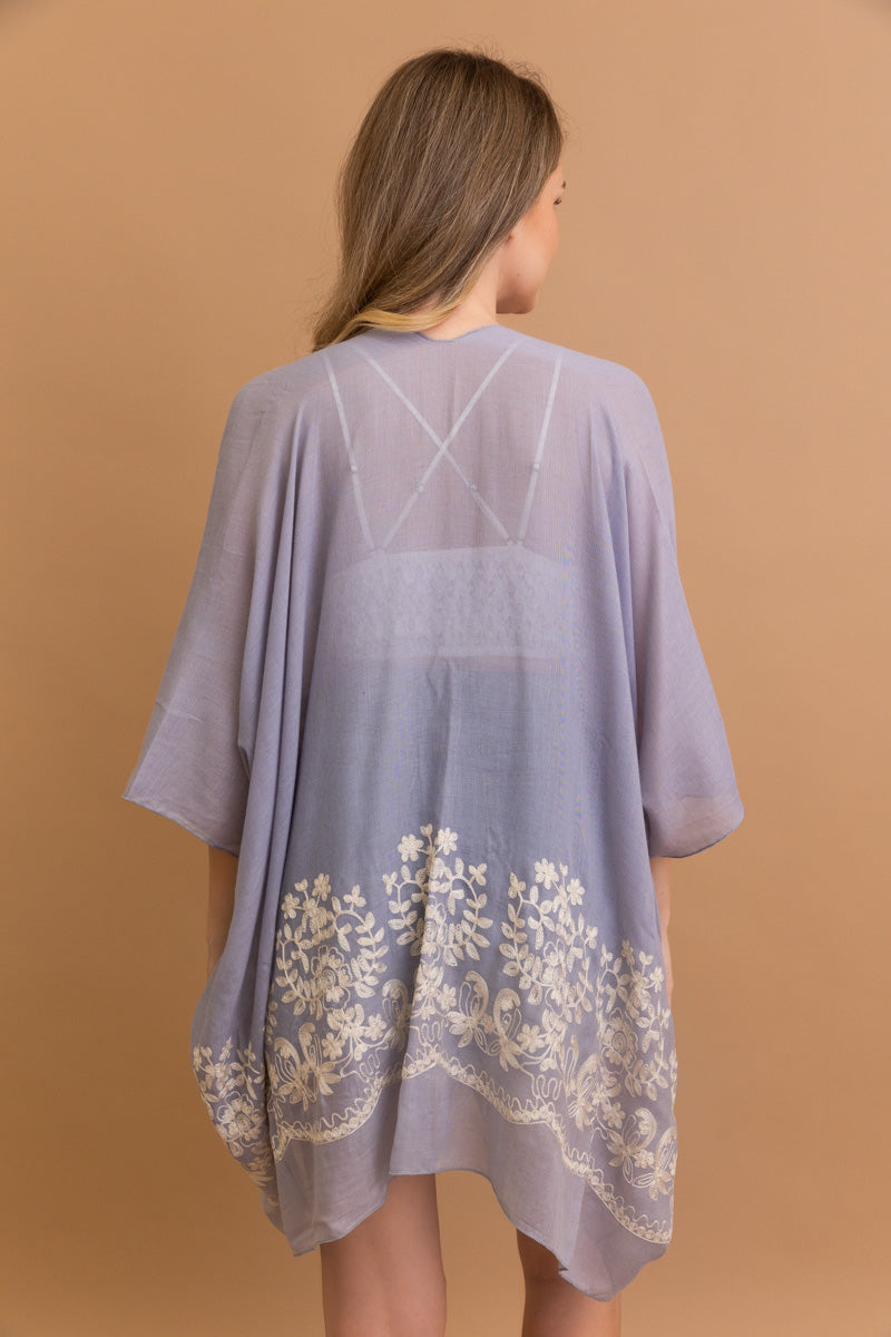 Enchanted Bloom Embroidered Kimono Kimono Leto Collection   