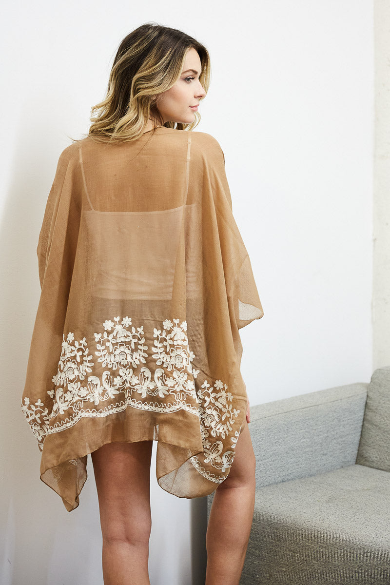 Chic Embroidered Kimono – Sophisticated Floral Design - NeoKira Unlimited