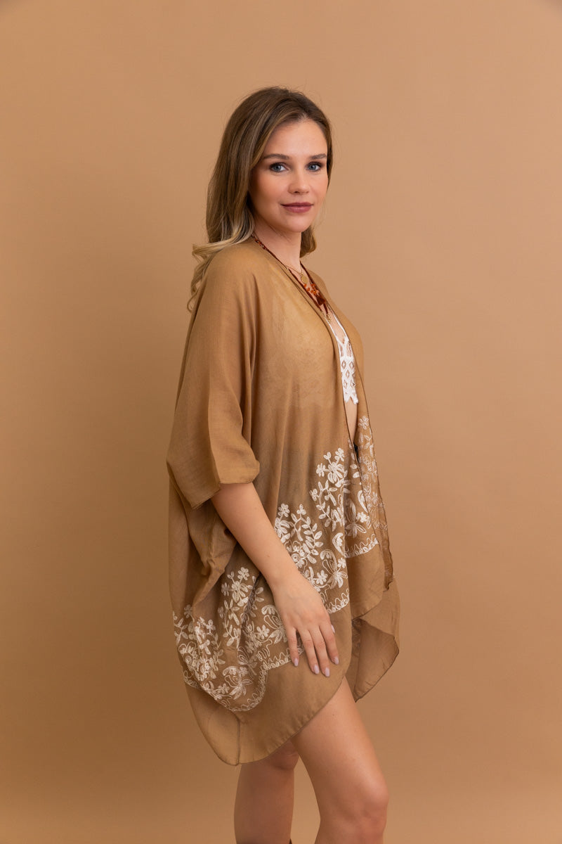 Enchanted Bloom Embroidered Kimono Kimono Leto Collection   