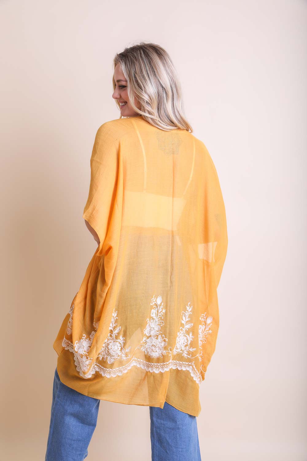 Chic Embroidered Kimono – Sophisticated Floral Design - NeoKira Unlimited