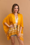 Enchanted Bloom Embroidered Kimono Kimono Leto Collection Mustard  