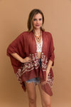 Enchanted Bloom Embroidered Kimono Kimono Leto Collection Rosewood  