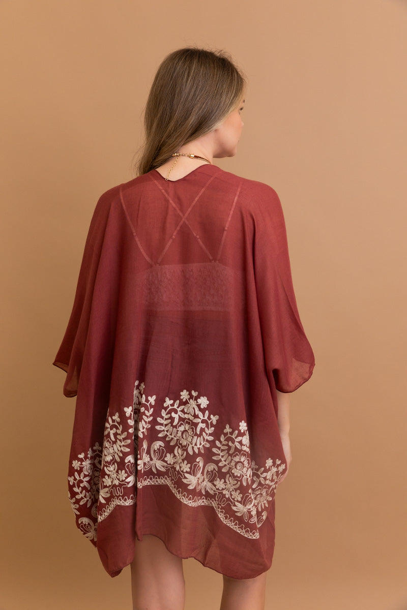 Enchanted Bloom Embroidered Kimono Kimono Leto Collection   