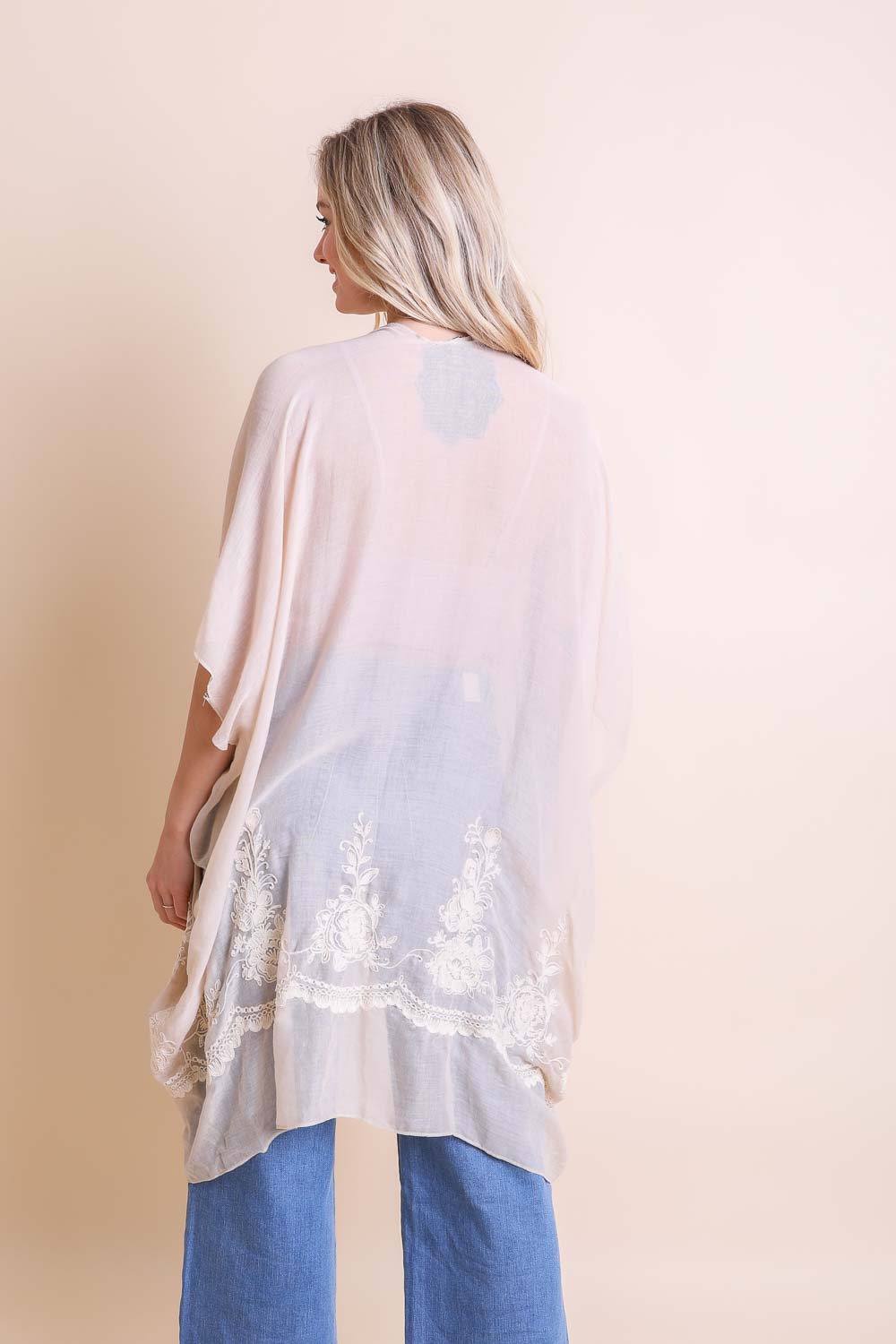 Chic Embroidered Kimono – Sophisticated Floral Design - NeoKira Unlimited