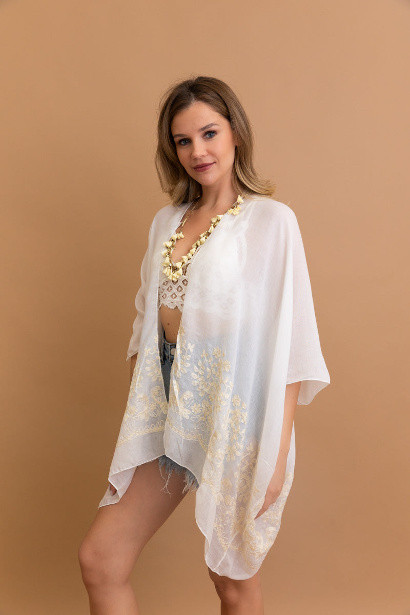 Enchanted Bloom Embroidered Kimono Kimono Leto Collection   