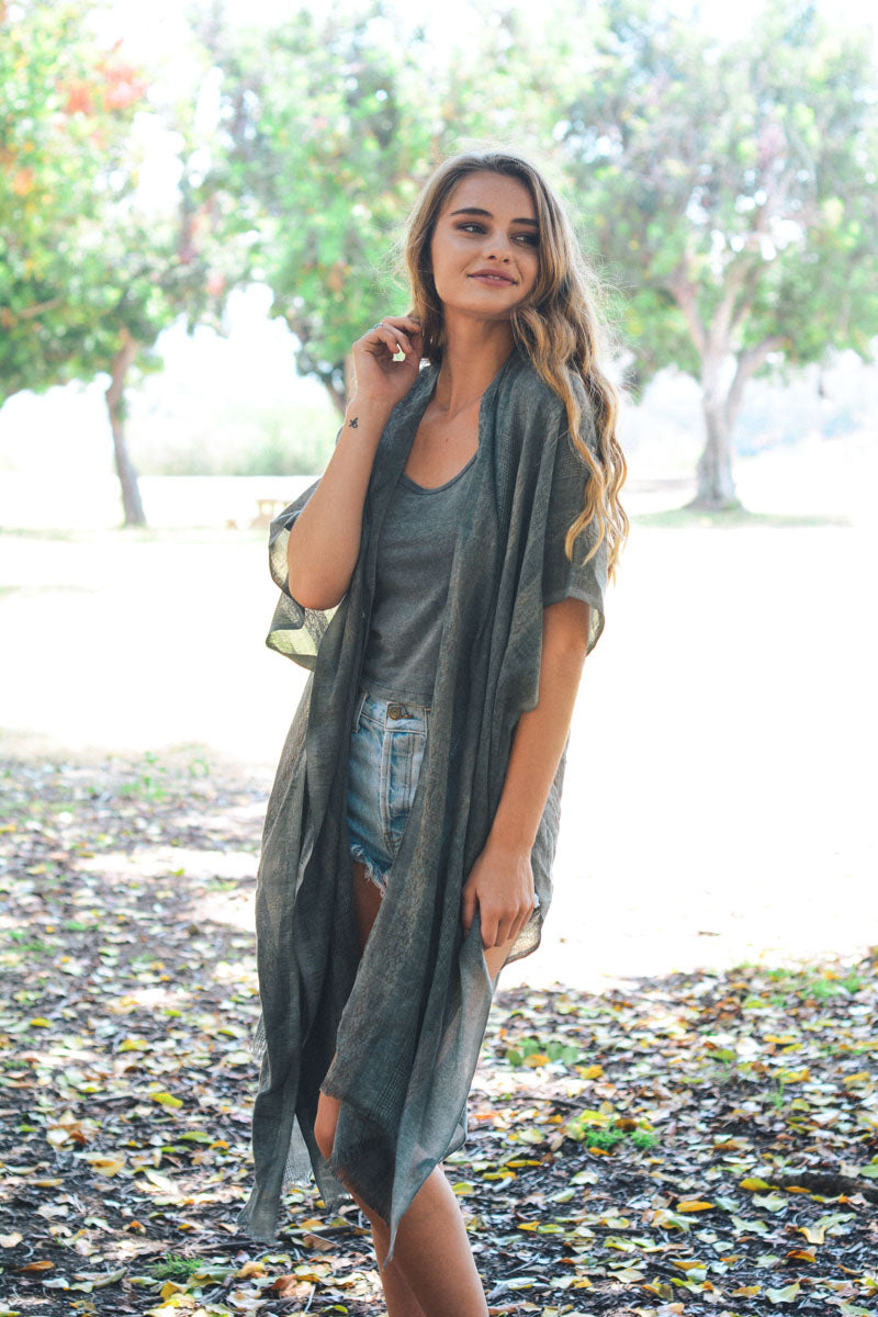 Woven Long Line Tribal Kimono - NeoKira Unlimited