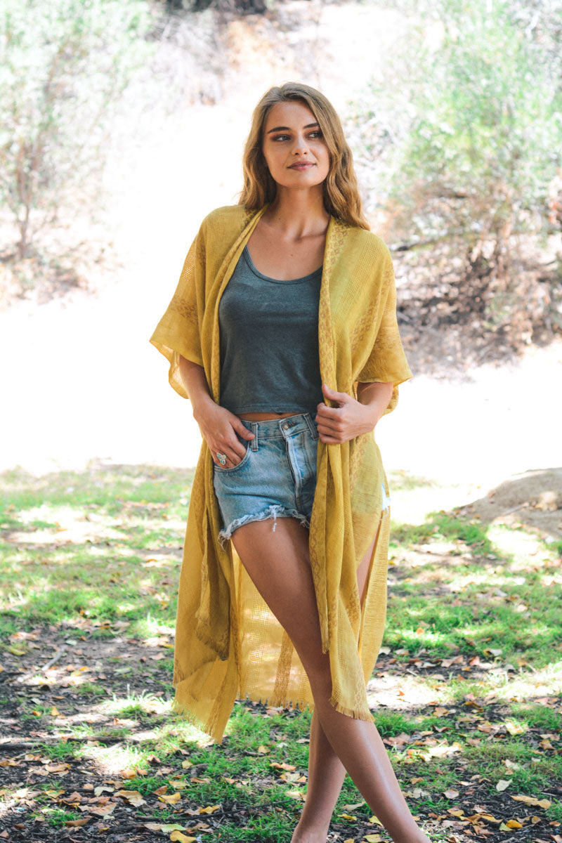 Woven Long Line Tribal Kimono - NeoKira Unlimited