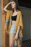 Embroidered Geometric Kimono Kimono Leto Collection Mustard  