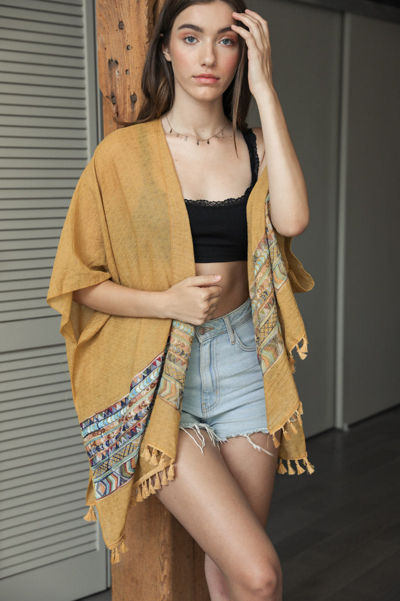 Embroidered Geometric Kimono - NeoKira Unlimited