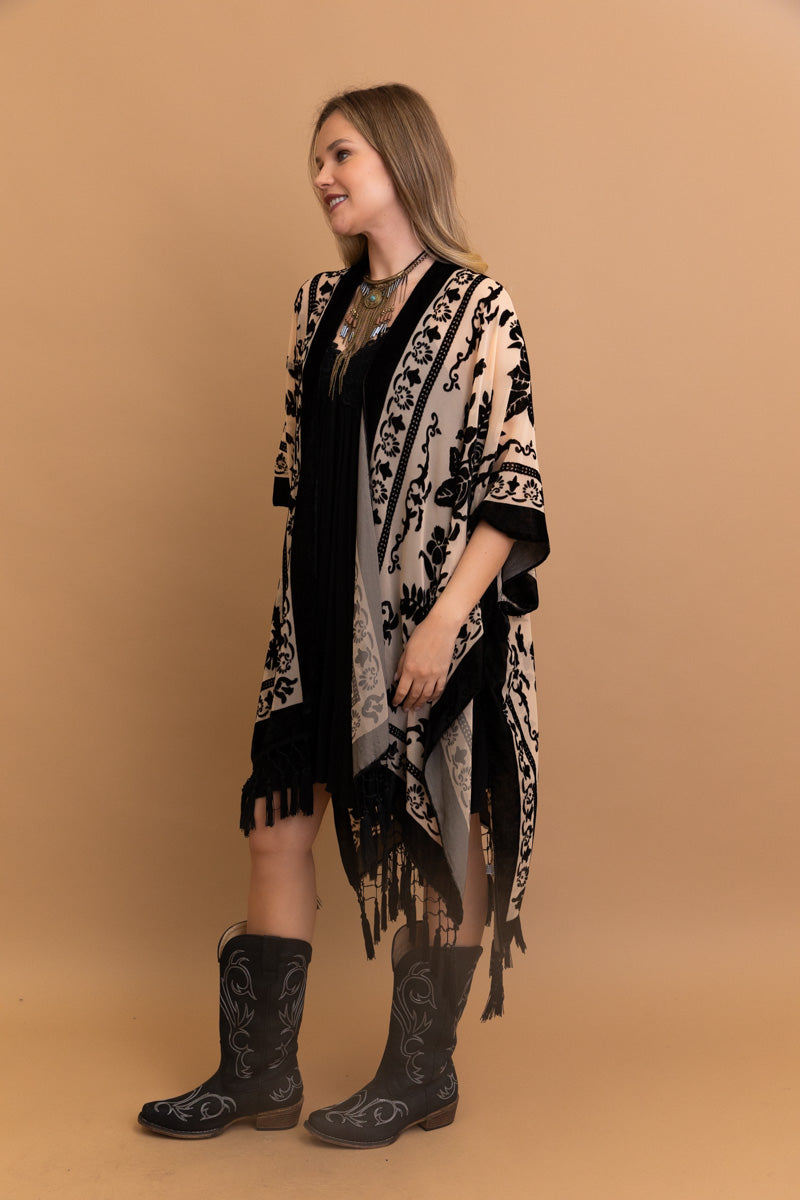Lush Velvet Mesh Tapestry Kimono - NeoKira Unlimited