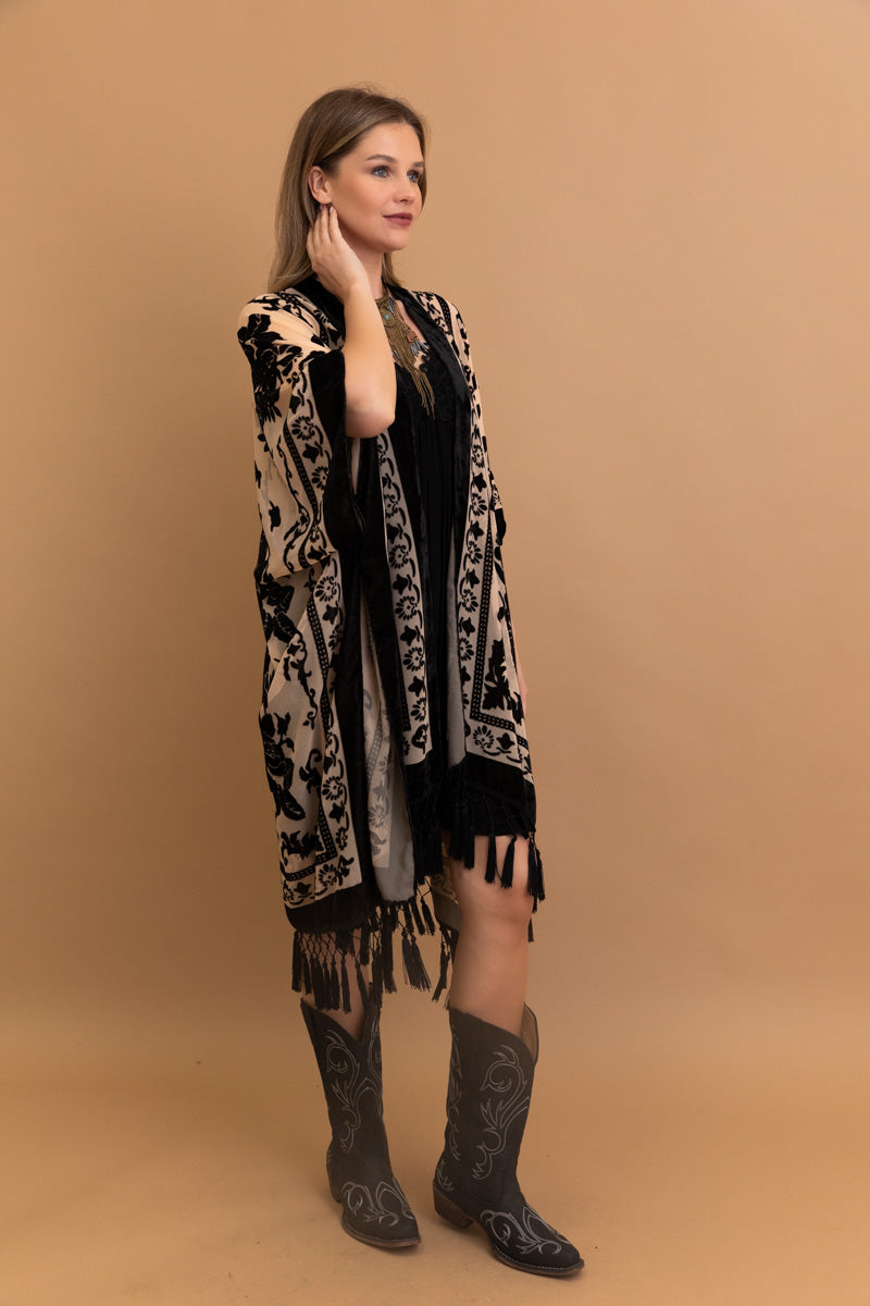 Lush Velvet Mesh Tapestry Kimono - NeoKira Unlimited