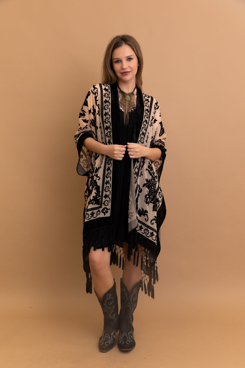 Lush Velvet Mesh Tapestry Kimono - NeoKira Unlimited