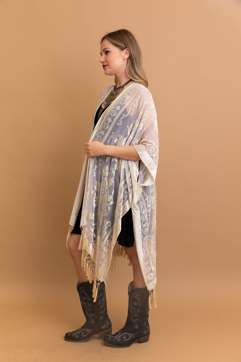 Lush Velvet Mesh Tapestry Kimono - NeoKira Unlimited