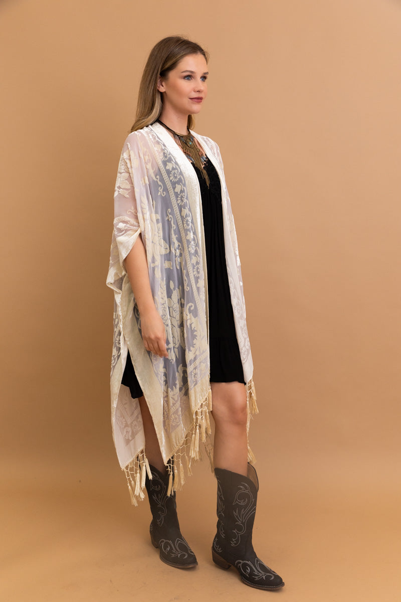 Lush Velvet Mesh Tapestry Kimono - NeoKira Unlimited