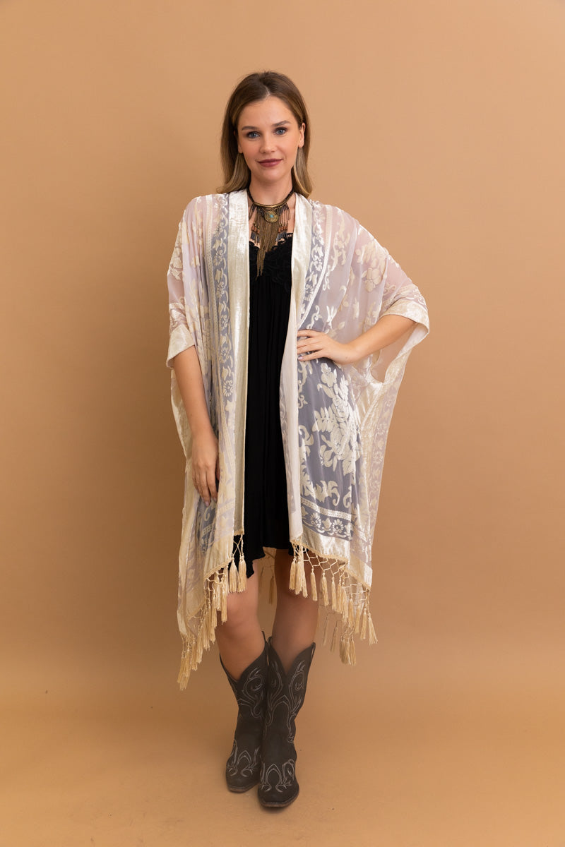 Lush Velvet Mesh Tapestry Kimono - NeoKira Unlimited