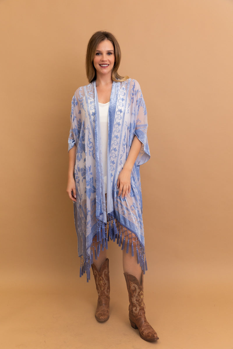 Lush Velvet Mesh Tapestry Kimono - NeoKira Unlimited