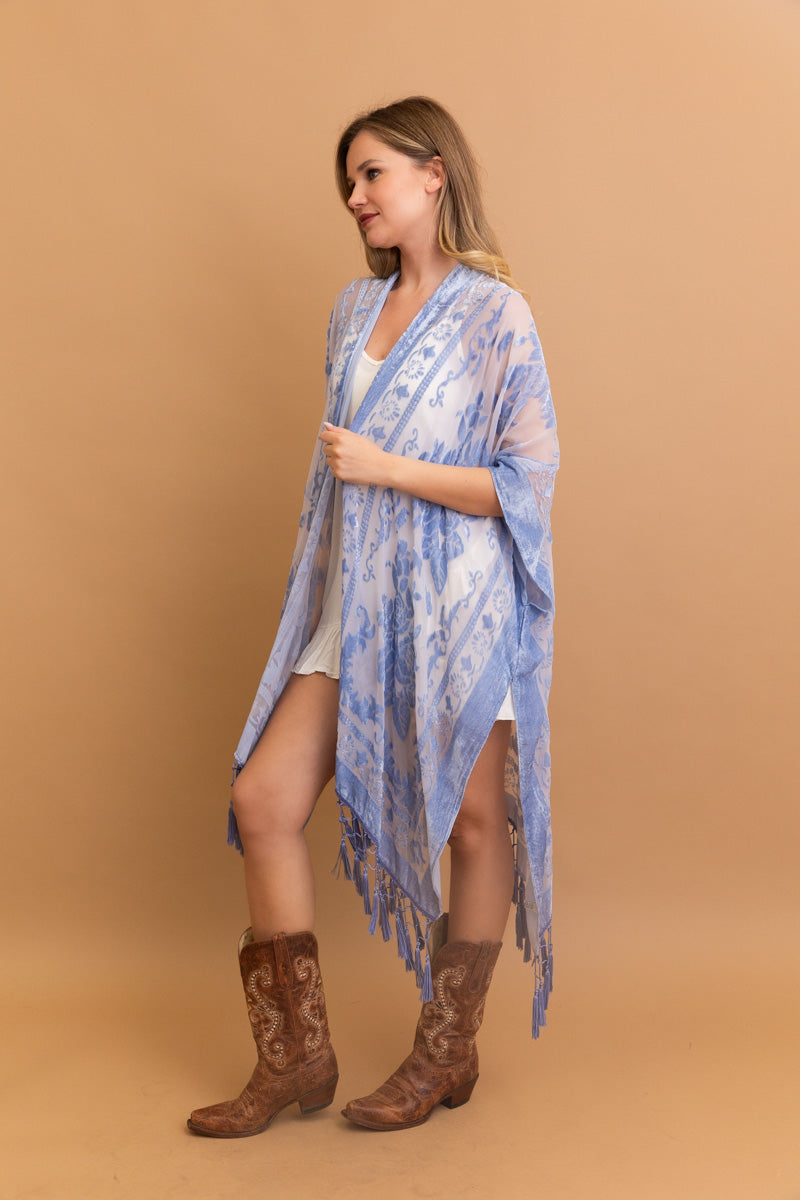 Lush Velvet Mesh Tapestry Kimono - NeoKira Unlimited