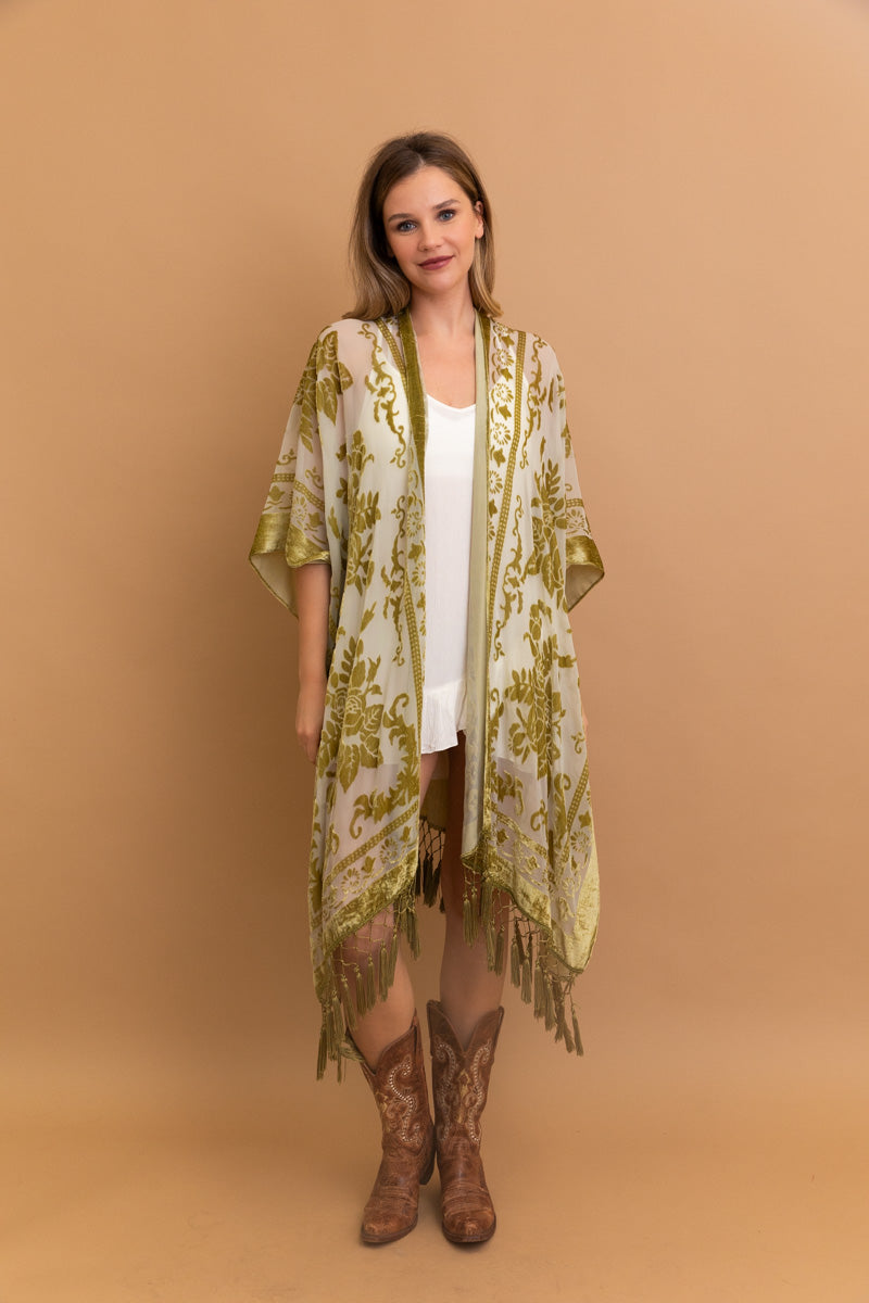 Lush Velvet Mesh Tapestry Kimono - NeoKira Unlimited