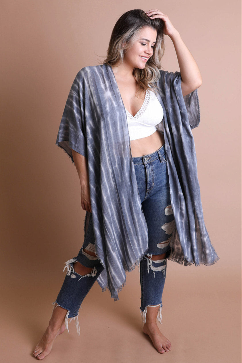 Tie Dye Frayed Kimono - NeoKira Unlimited