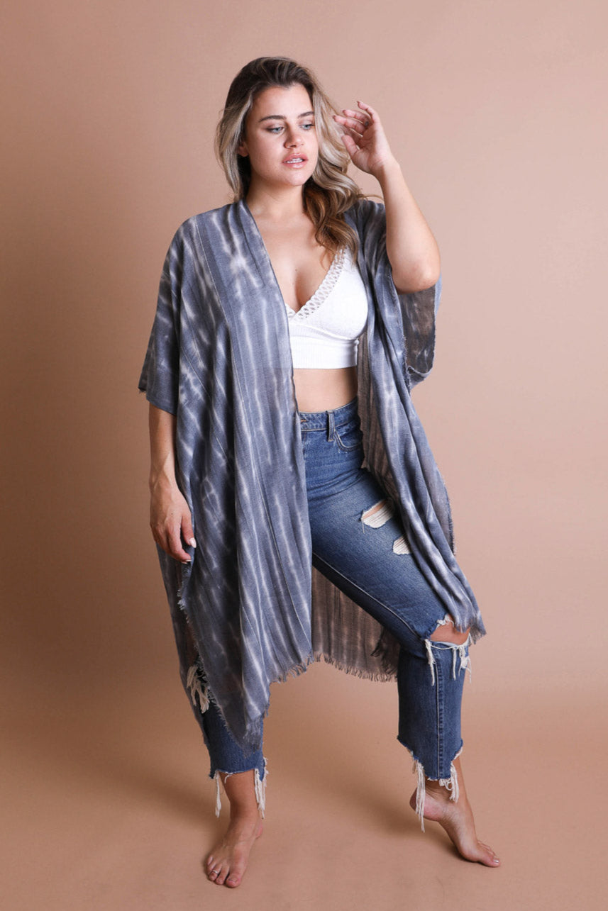 Tie Dye Frayed Kimono - NeoKira Unlimited