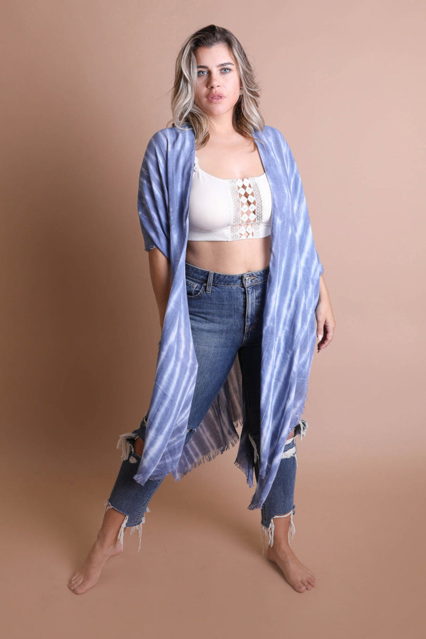 Tie Dye Frayed Kimono - NeoKira Unlimited
