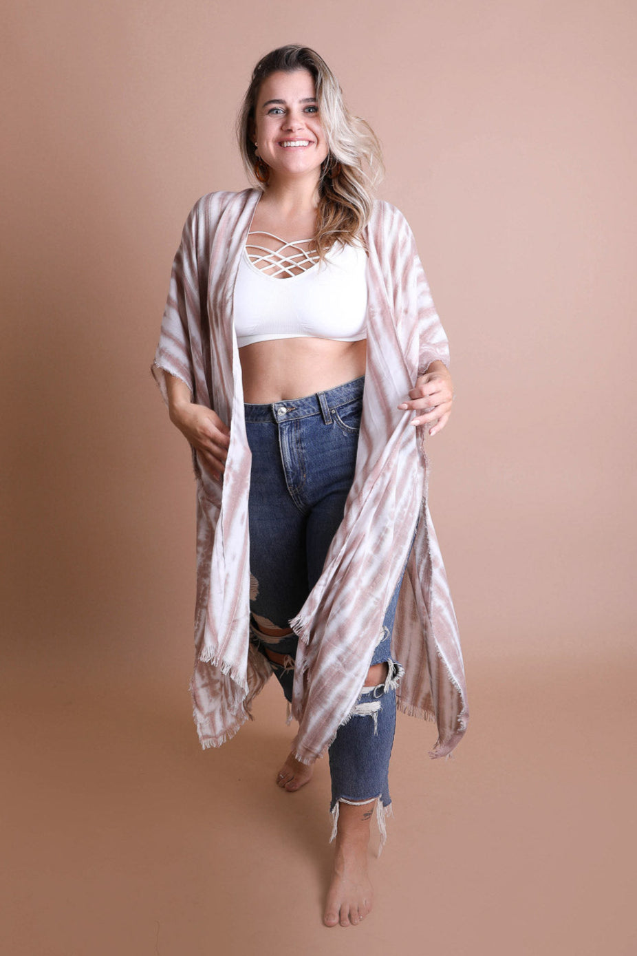 Tie Dye Frayed Kimono - NeoKira Unlimited