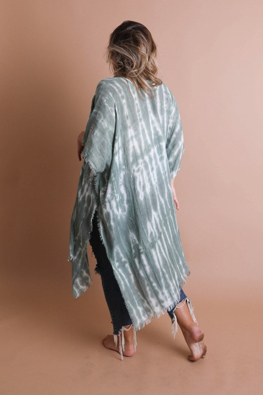 Tie Dye Frayed Kimono - NeoKira Unlimited