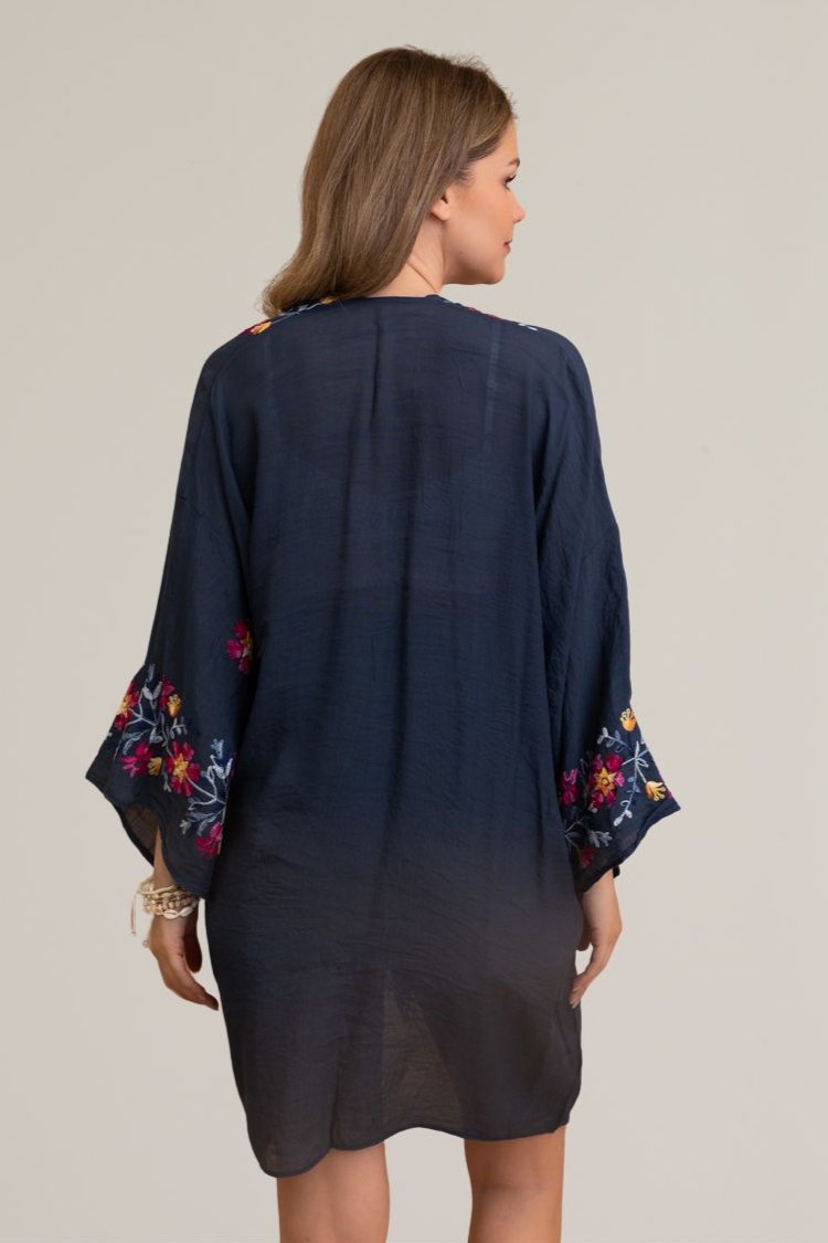 Ethereal Anemone Kimono – Elegant Floral Embroidery - NeoKira Unlimited